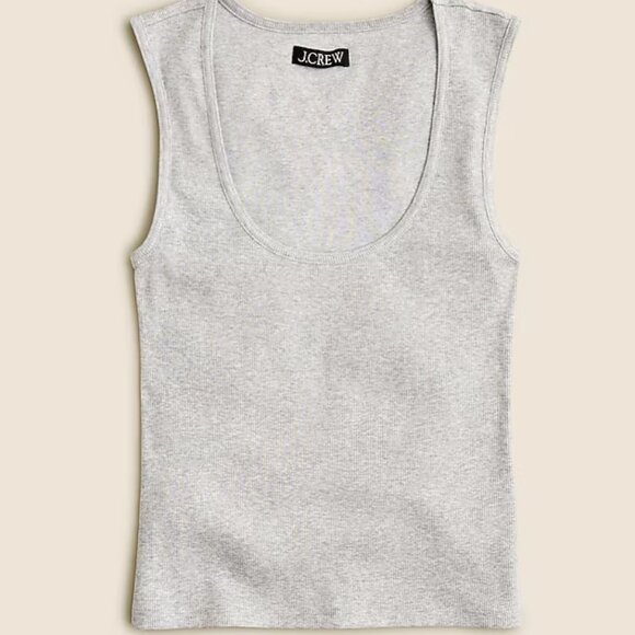 NEW NWT J. Crew Cropped Fine Rib Scoopneck Tank Top Color: Heather Silver - Picture 1 of 2